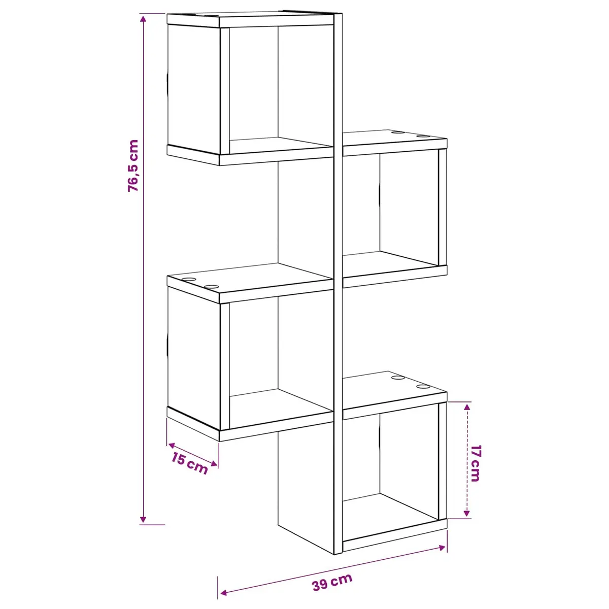 Wall Shelf Wall-Mounted Brown Sonoma Oak Rectangular Storage Display Unit 76cm