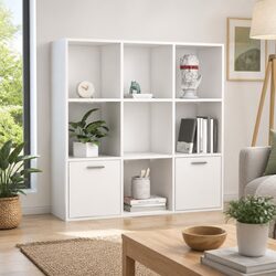 Book Cabinet White 98x30x98 cm Open Shelving Unit Storage Organizer Cubes