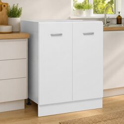 White Kitchen Bottom Cabinet Storage Cupboard with Shelves Doors 60x46x81.5cm