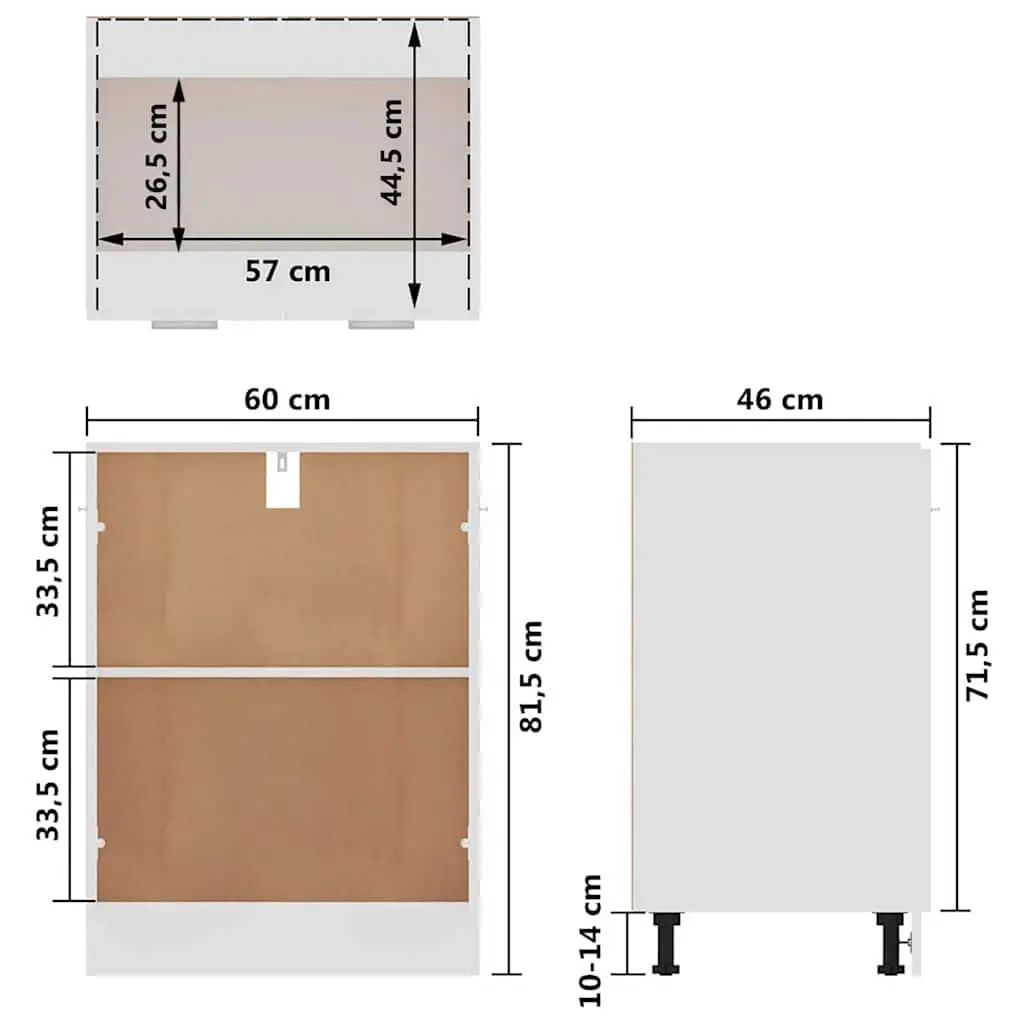 Kitchen Cabinet Storage Cupboard with Shelves 60x46x81.5cm White Engineered Wood