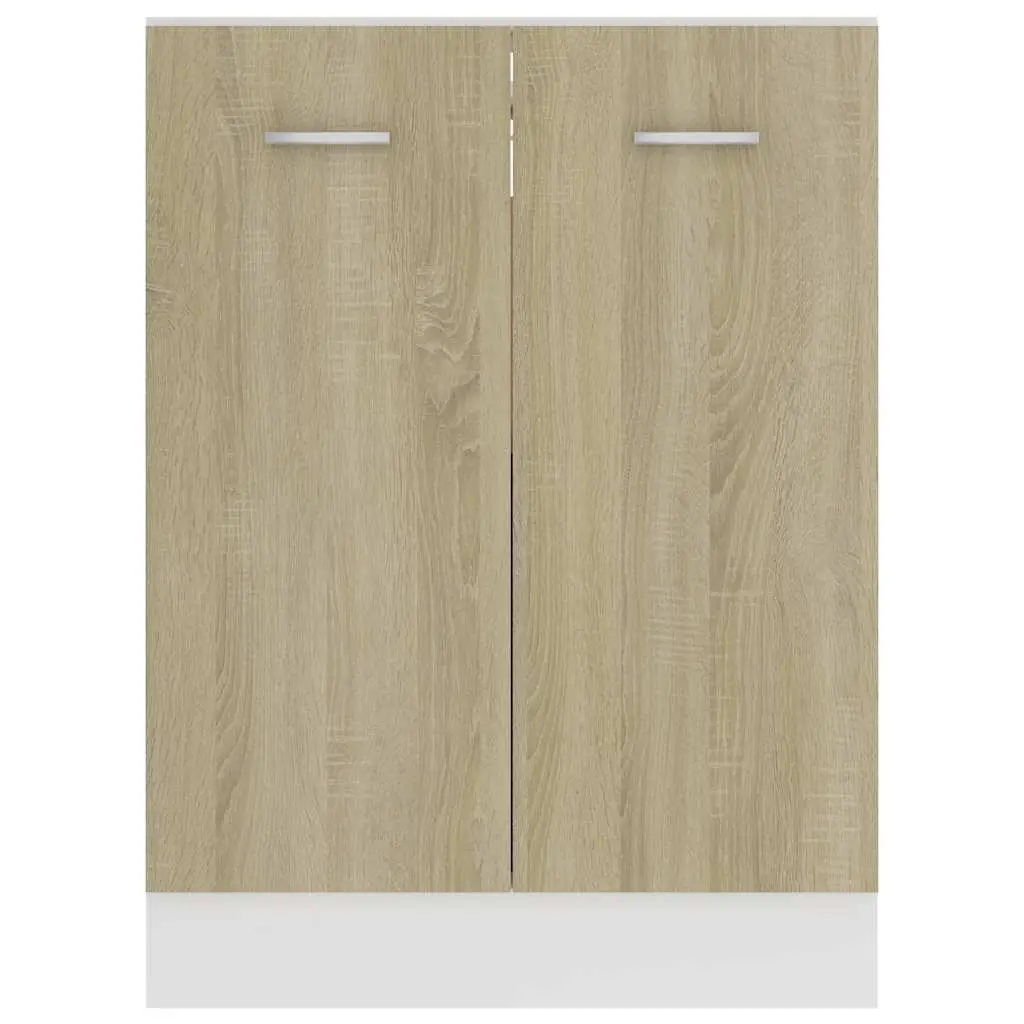 Kitchen Cabinet Sonoma Oak 60x46x81.5 cm Storage Unit with 2 Doors and 2 Shelves