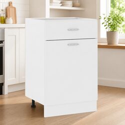 Kitchen Storage Cabinet White Drawer Shelves Engineered Wood 50x46x81.5cm