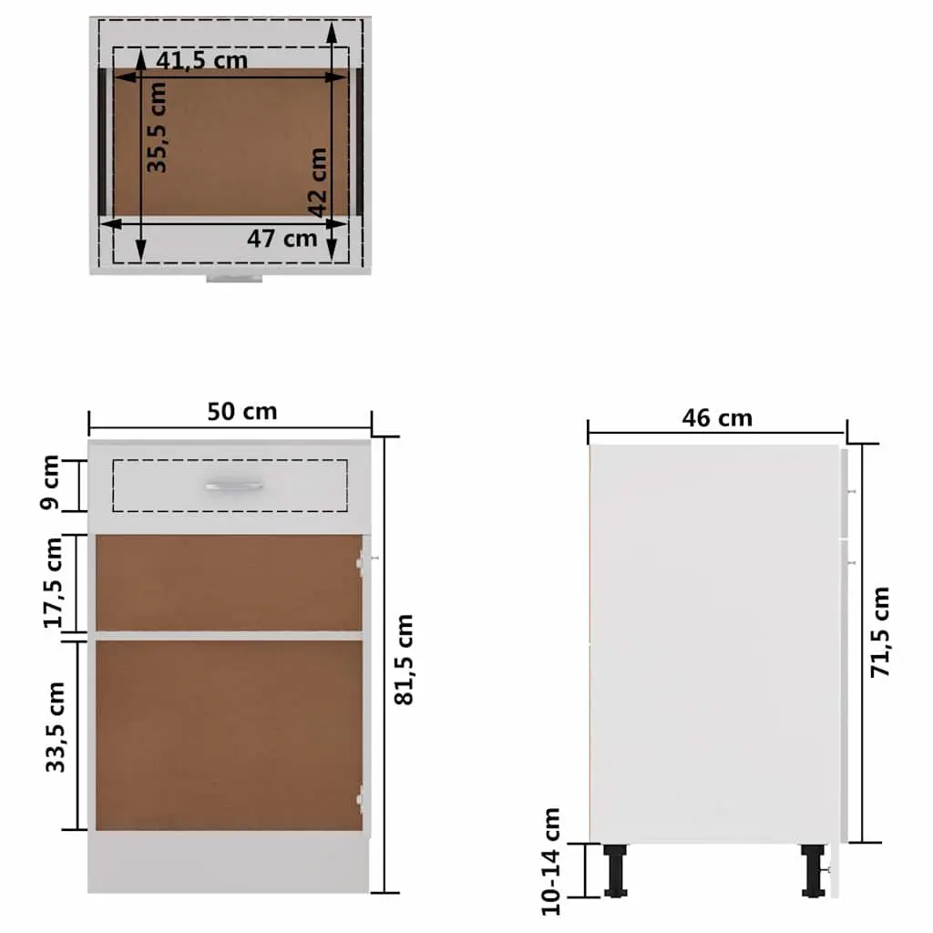 Kitchen Storage Cabinet White Engineered Wood 50x46x81.5cm