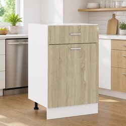 Kitchen Drawer Bottom Cabinet Storage Brown Cupboard Shelves Engineered Wood
