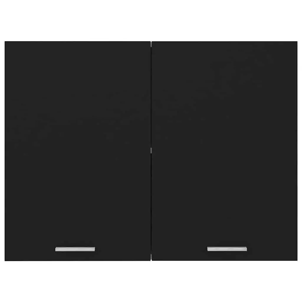 Hanging Cabinet Black Engineered Wood Two Shelves Two Doors