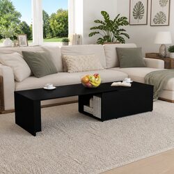 Coffee Table Black Engineered Wood Accent Living Room Furniture Side Table