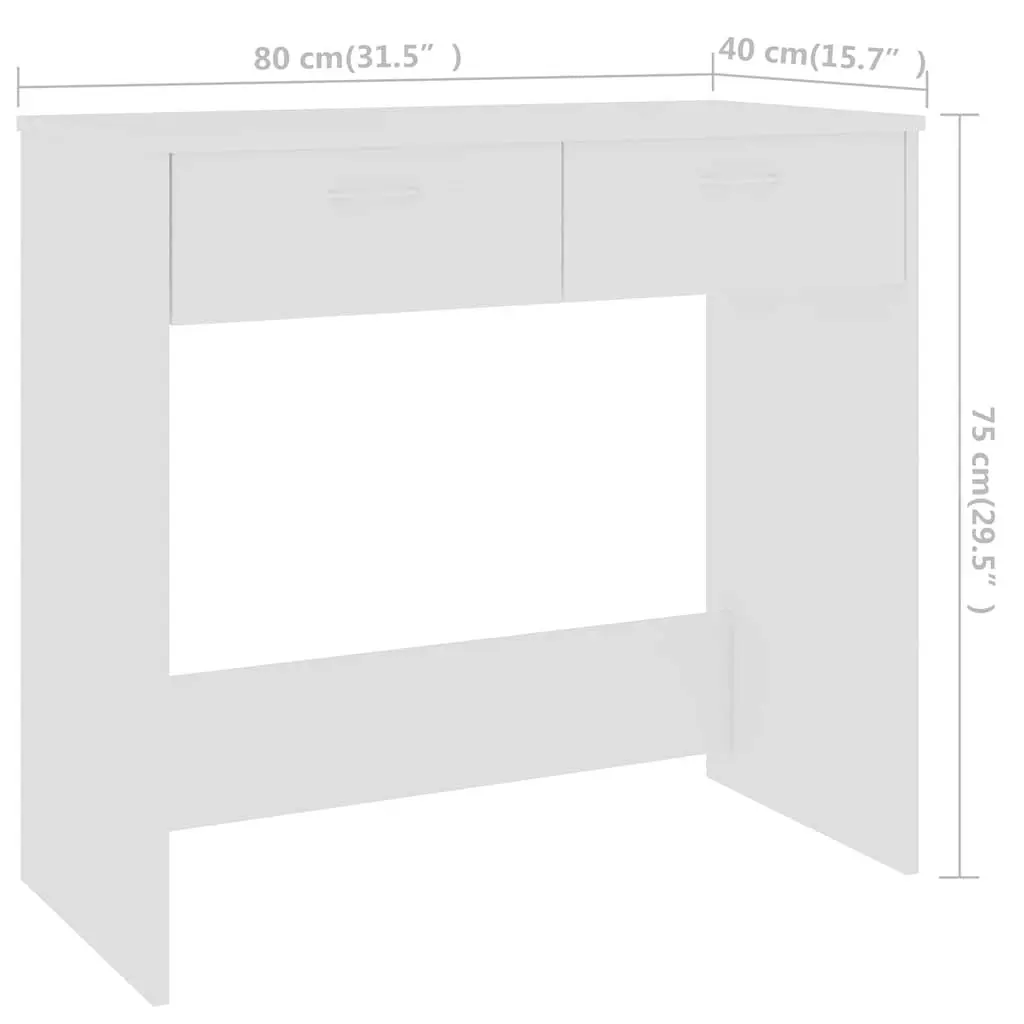White Engineered Wood Desk 80x40x75 cm Compact Office Study Table with Drawer