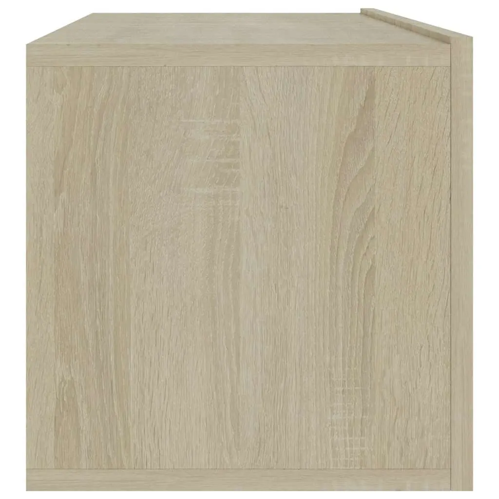 TV Cabinet Wall-Mounted Brown Storage Unit with 2 Compartments