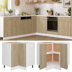 Corner Bottom Cabinet Kitchen Storage Cupboard Brown Engineered Wood 75.5x81.5