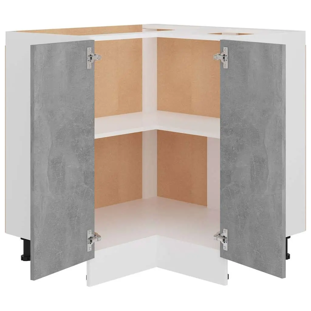 Corner Bottom Kitchen Cabinet Grey Storage Unit with Shelves and Doors