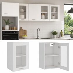 Hanging Glass Kitchen Cabinet White Storage Shelves Door Organizer Engineered