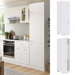 White Kitchen Storage Cabinet Four Shelf Refrigerator Organiser 60x57x207cm