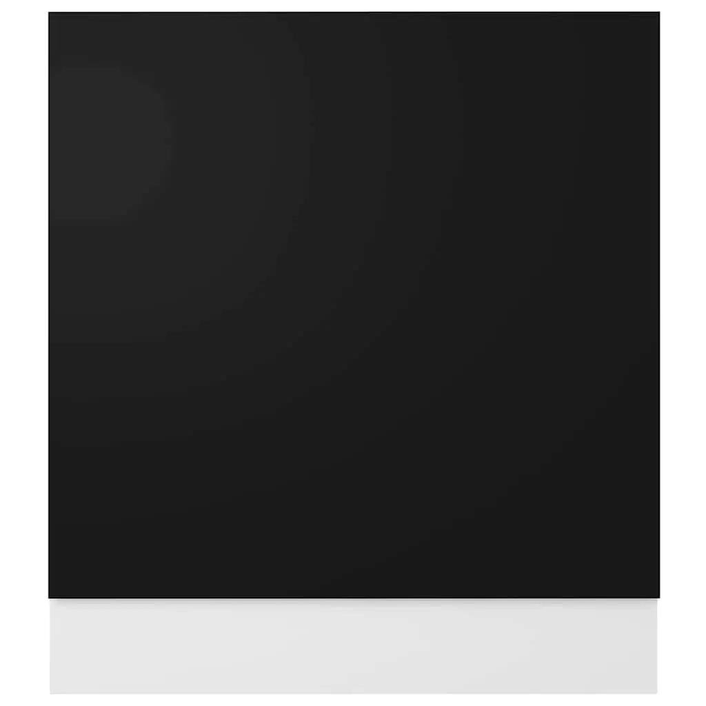 Dishwasher Panel Engineered Wood Black 59.5x67cm