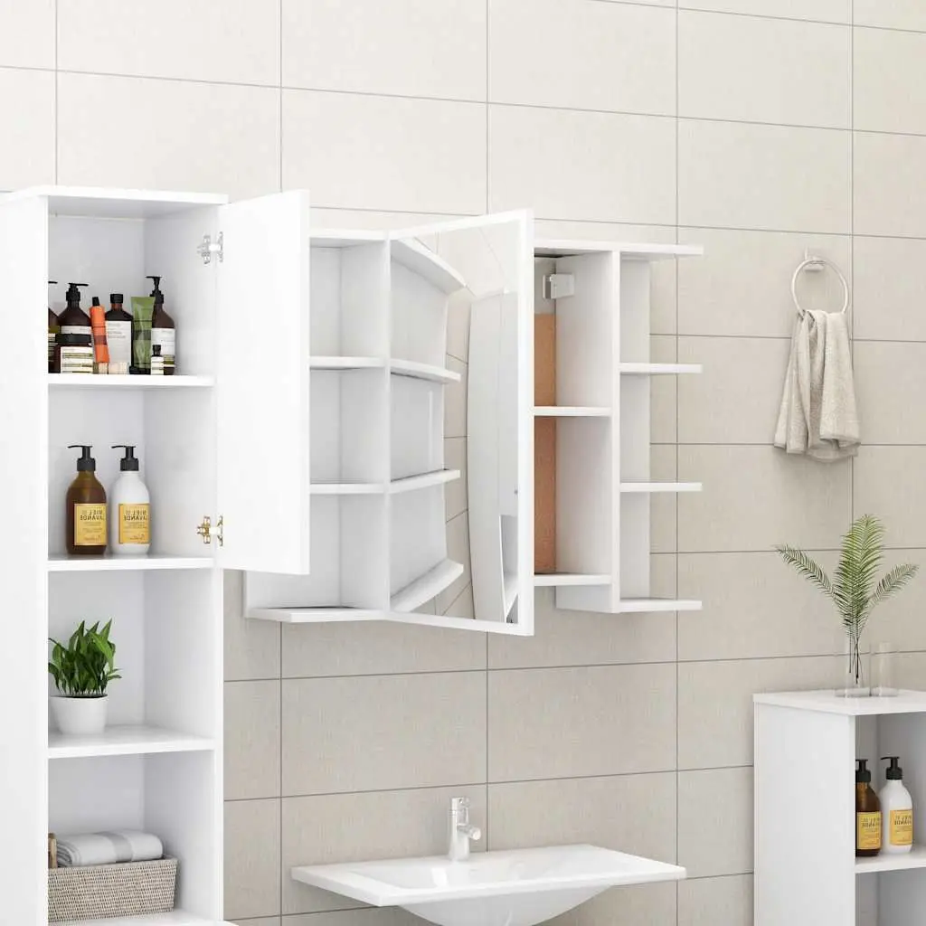Bathroom Cabinet Wall Mounted Storage Unit White Engineered Wood