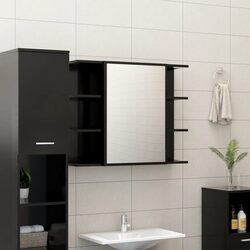 Bathroom Mirror Cabinet Black Wall Mounted Storage Vanity Unit Organiser