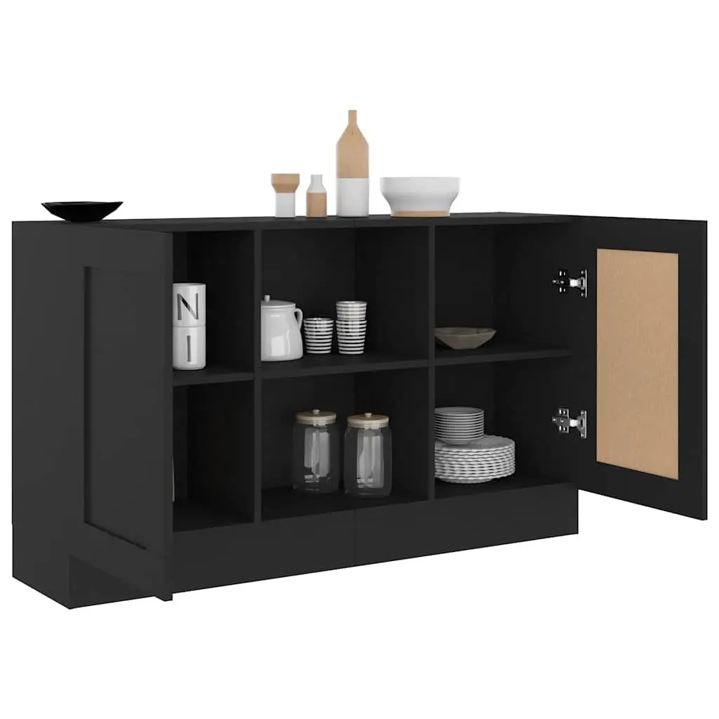 Sideboard Storage Cabinet Engineered Wood 120x30.5x70cm Black 2 Door 2 Compartment