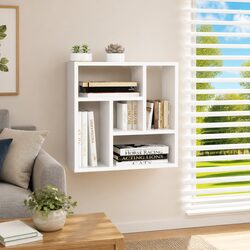 Wall Shelf White Floating Storage Engineered Wood 45x16x45 cm Bedroom Living