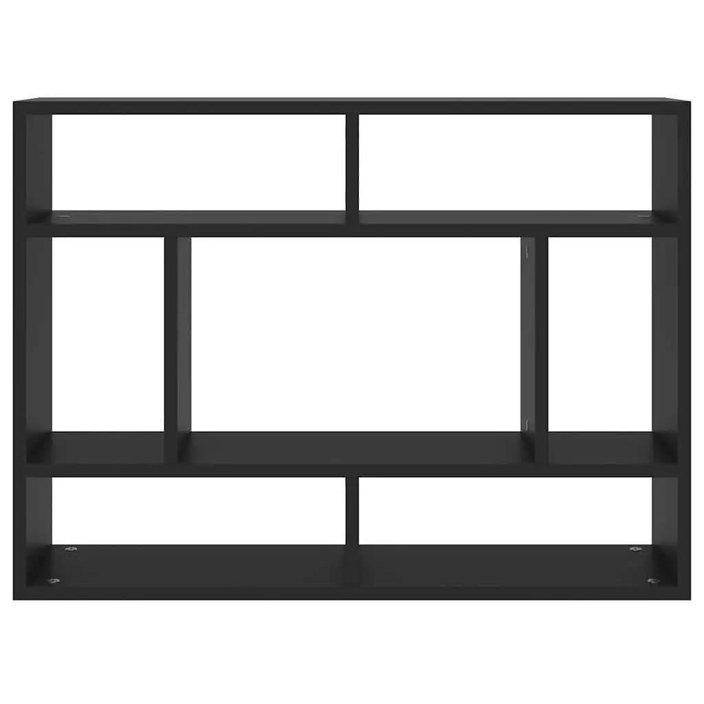 Wall Shelf Open Compartments Storage Display Unit 75x16x55cm Black