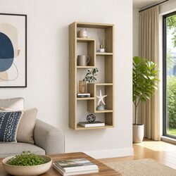 Wall Shelf Storage Display Unit Open Compartments Engineered Wood Brown