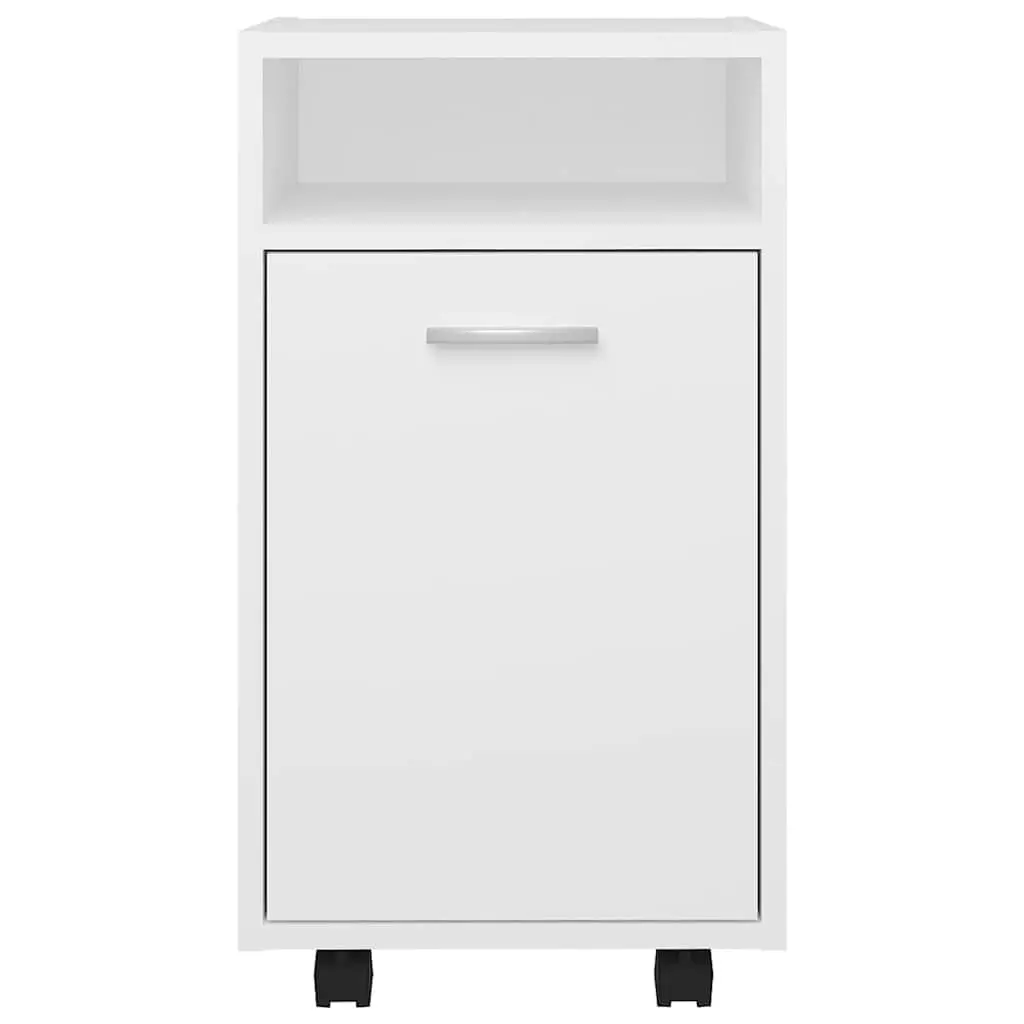 Storage Cabinet with Wheels Engineered Wood Side Table White
