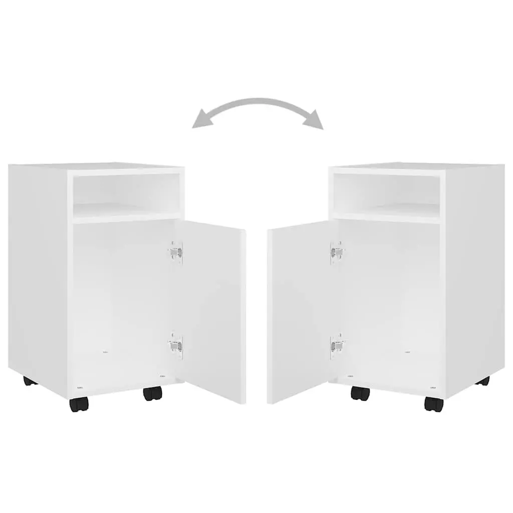 Storage Cabinet with Wheels Engineered Wood Side Table White