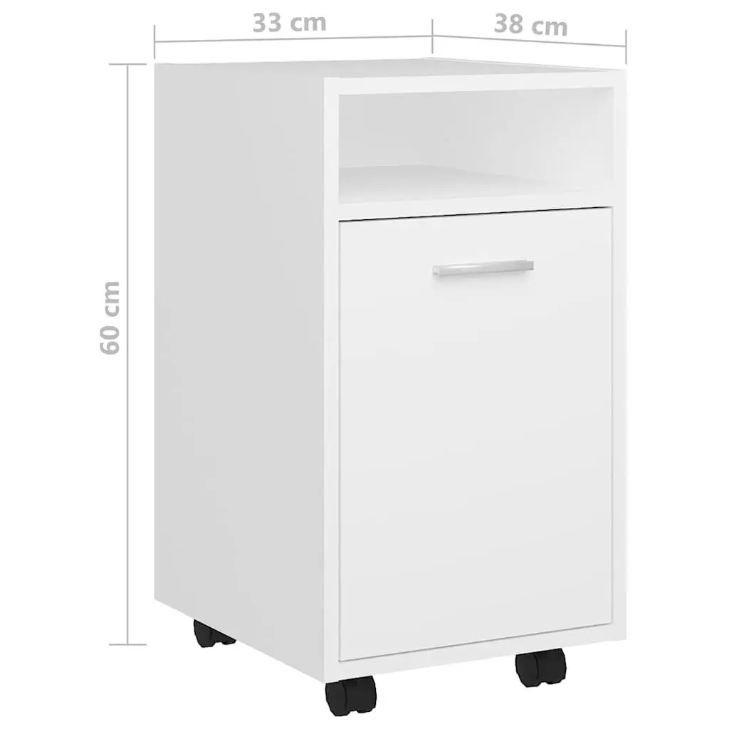 Storage Cabinet with Wheels Engineered Wood Side Table White
