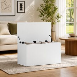 Storage Chest White Modern Living Room Bedroom Organizer Engineered Wood Box