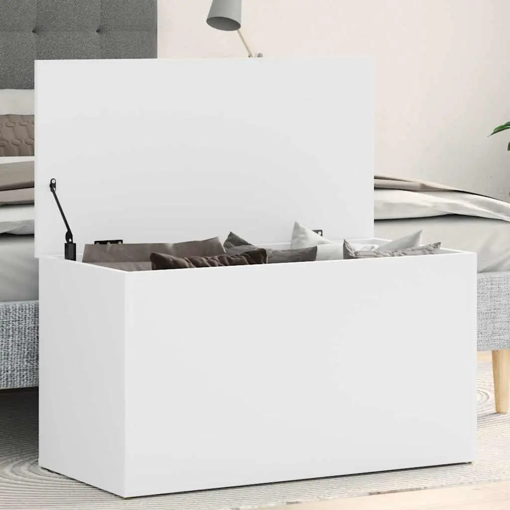 Storage Chest White Modern Engineered Wood Organizer for Living Room Bedroom