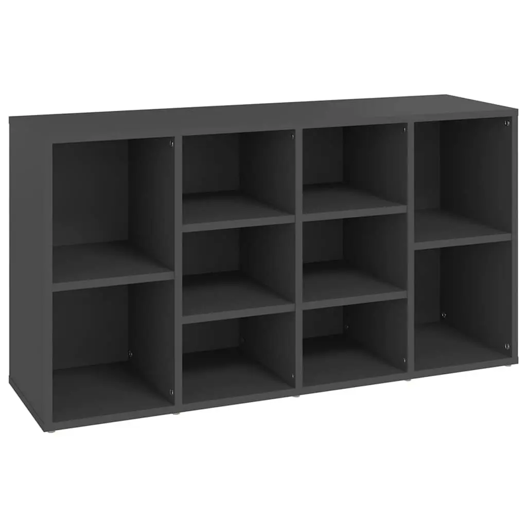 Shoe Bench Storage Organiser 10 Shelves Grey Engineered Wood