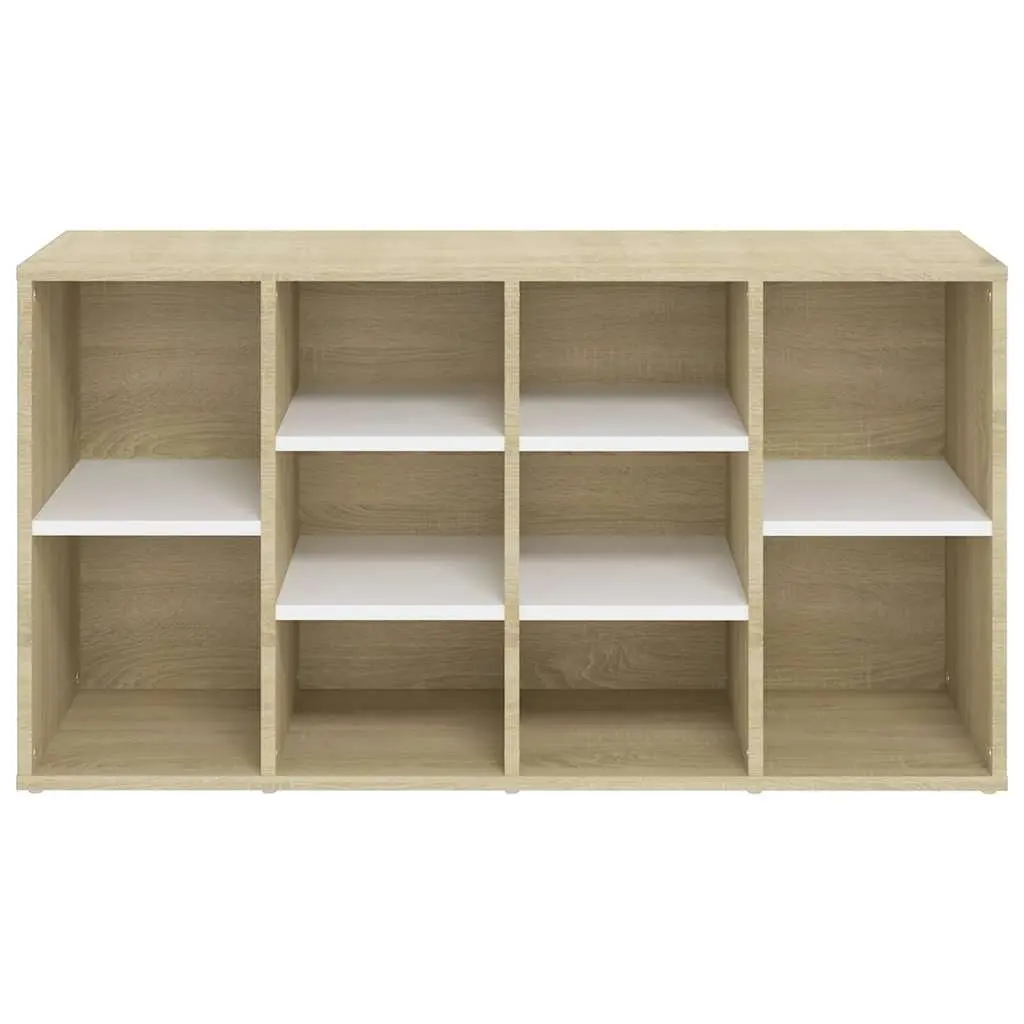 Shoe Bench Storage Cabinet Organiser 10 Shelves Beige Engineered Wood