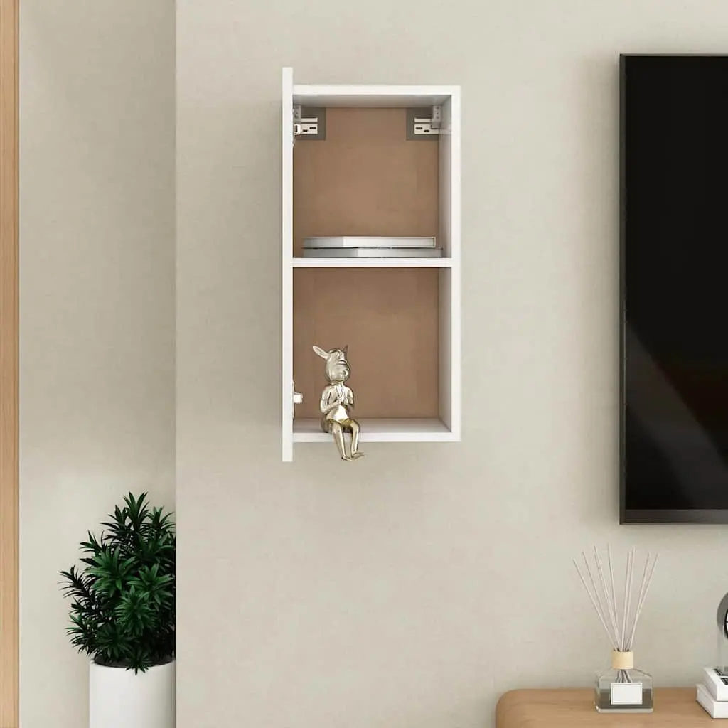 Wall-Mounted TV Cabinet White 2 Shelves Storage Display Unit