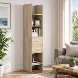 Book Cabinet 40x35x180cm Engineered Wood Storage Shelving Unit with Drawers