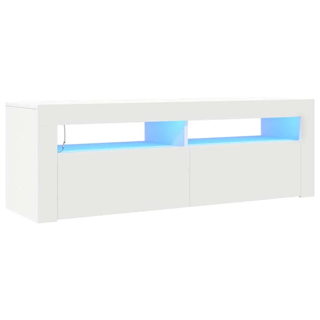 TV Cabinet RGB LED Lights Modern Storage Unit White 120x35x40cm