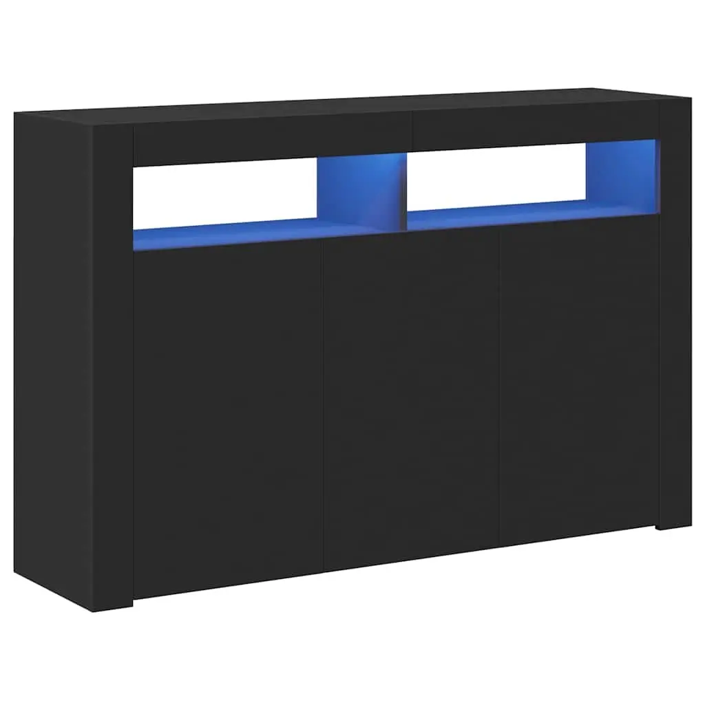 Sideboard RGB LED Lights Storage Cabinet Black 115.5x30x75 cm