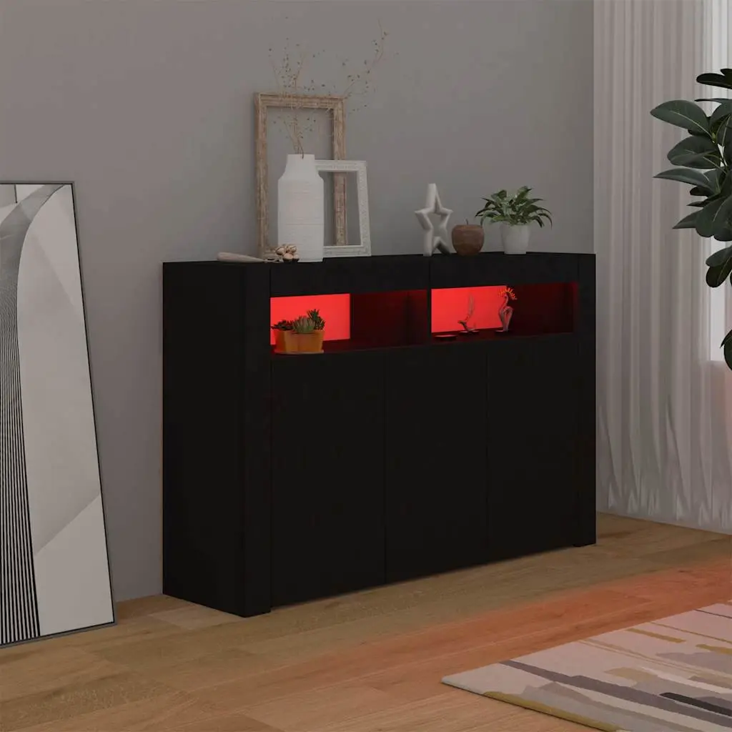 Sideboard RGB LED Lights Storage Cabinet Black 115.5x30x75 cm