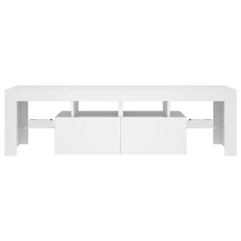 TV Cabinet RGB LED Lights Modern Media Stand Storage Unit White 140cm