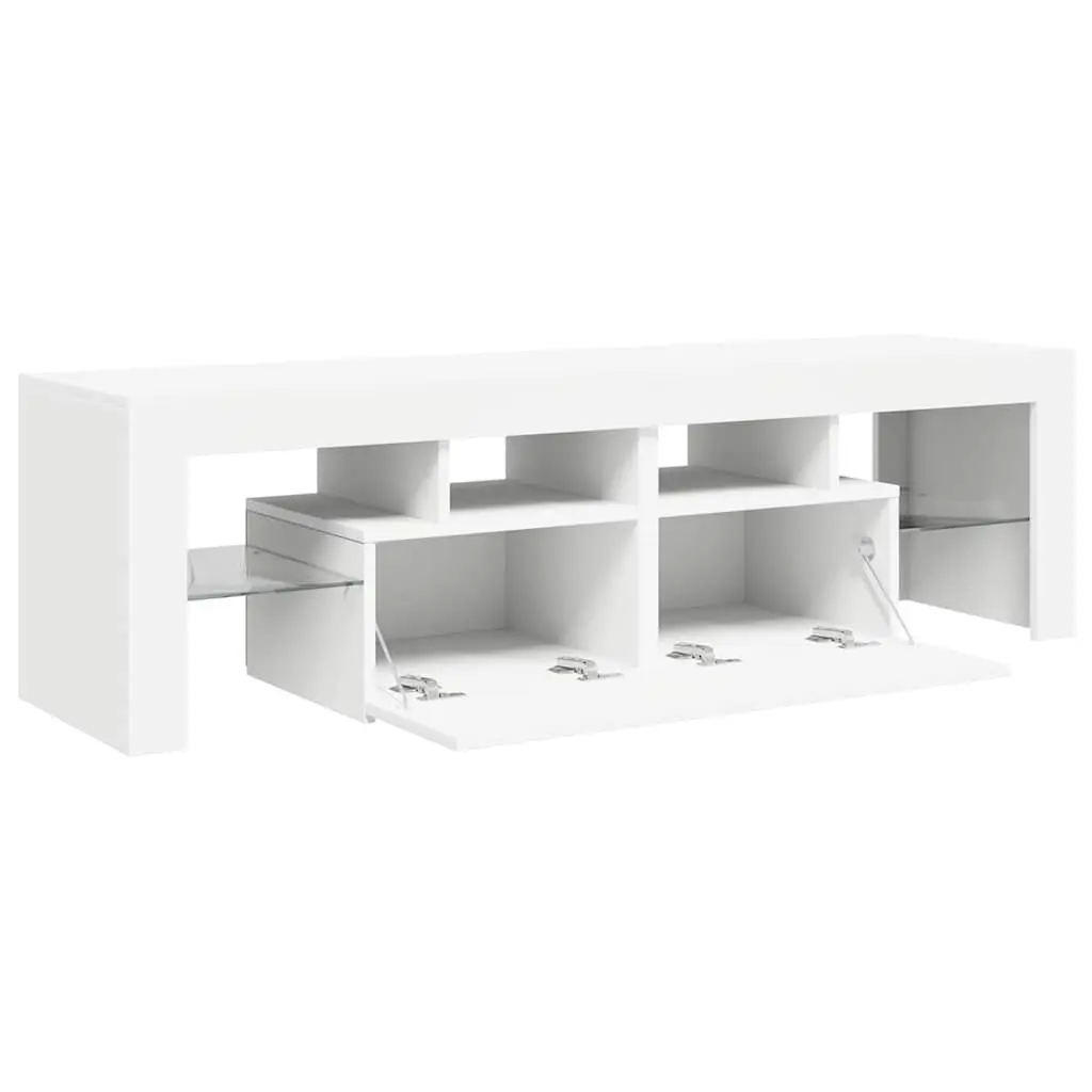 TV Cabinet RGB LED Lights Modern Media Stand Storage Unit White 140cm