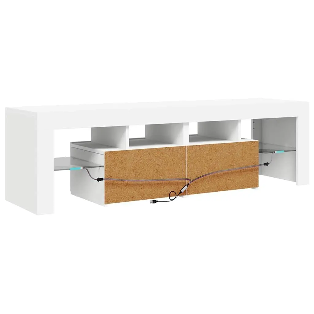TV Cabinet RGB LED Lights Modern Media Stand Storage Unit White 140cm