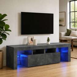 TV Cabinet with RGB LED Lights Storage Unit Concrete Grey 140x36.5x40cm