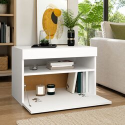 TV Cabinet with RGB LED Lights White Modern Entertainment Unit Storage