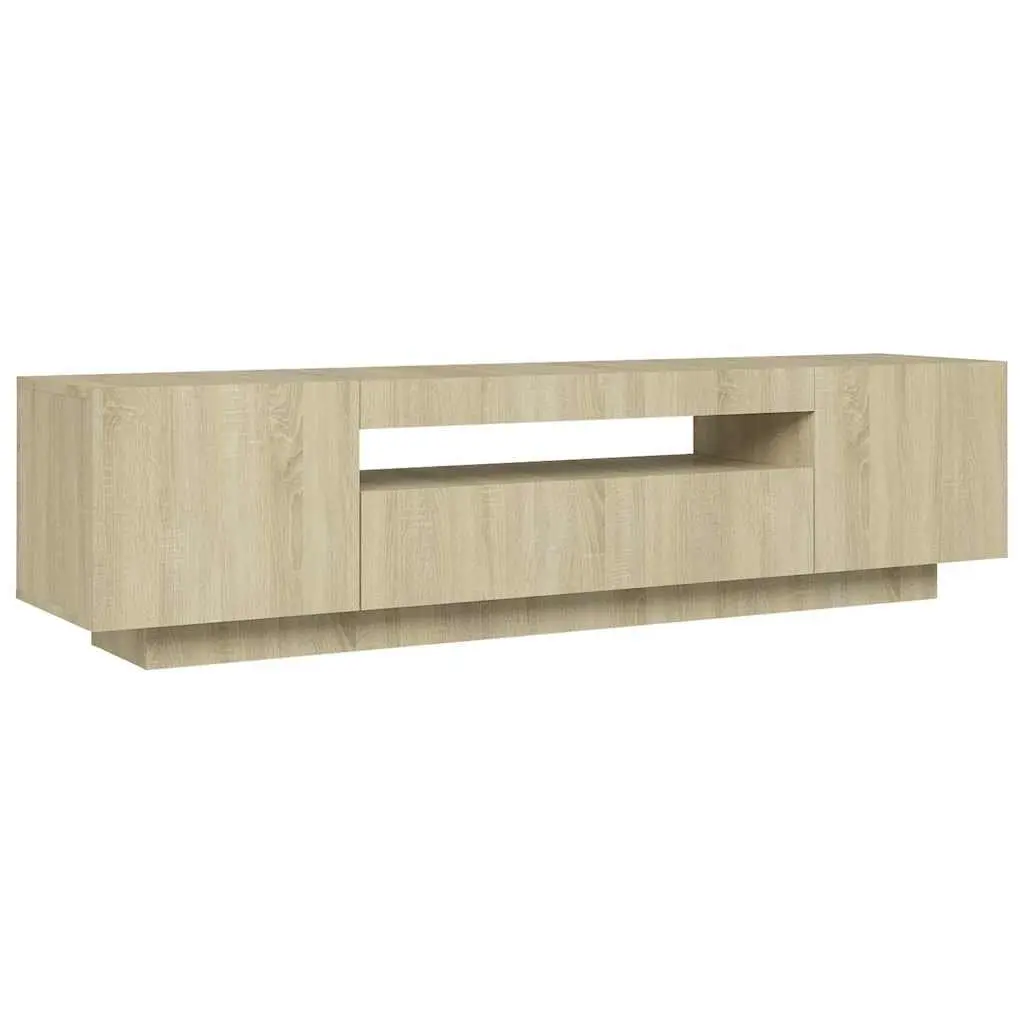 TV Cabinet RGB LED Lights Media Storage Unit Brown