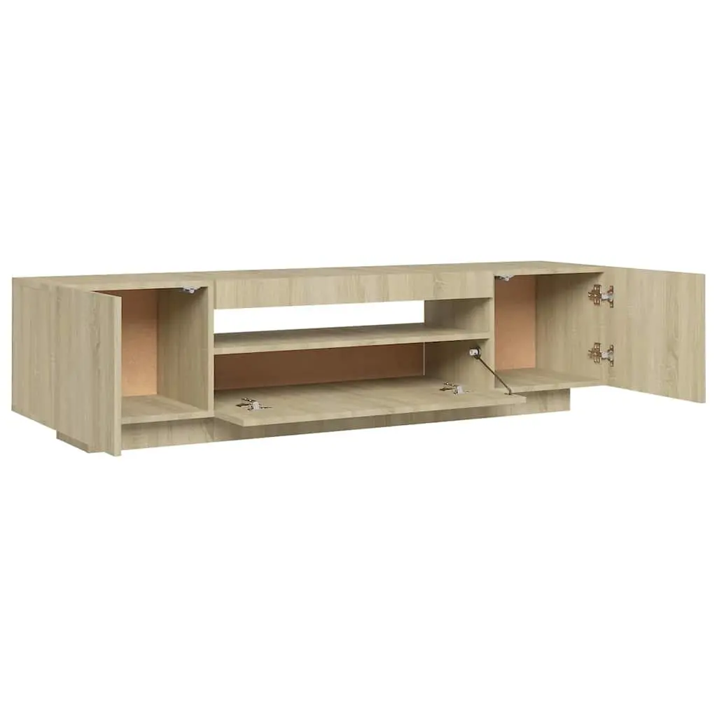 TV Cabinet RGB LED Lights Media Storage Unit Brown