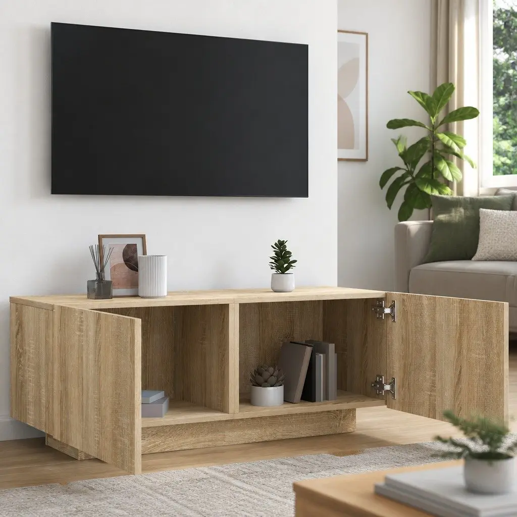 TV Cabinet Unit Engineered Wood Sonoma Oak Brown Media Storage Furniture