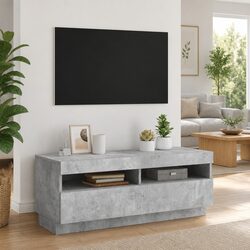 TV Cabinet Grey with RGB LED Lights Media Storage Unit Entertainment Stand