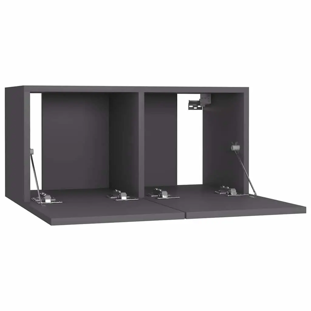 Wall Hanging TV Cabinet Set 3 Pieces Grey Modern Storage Unit