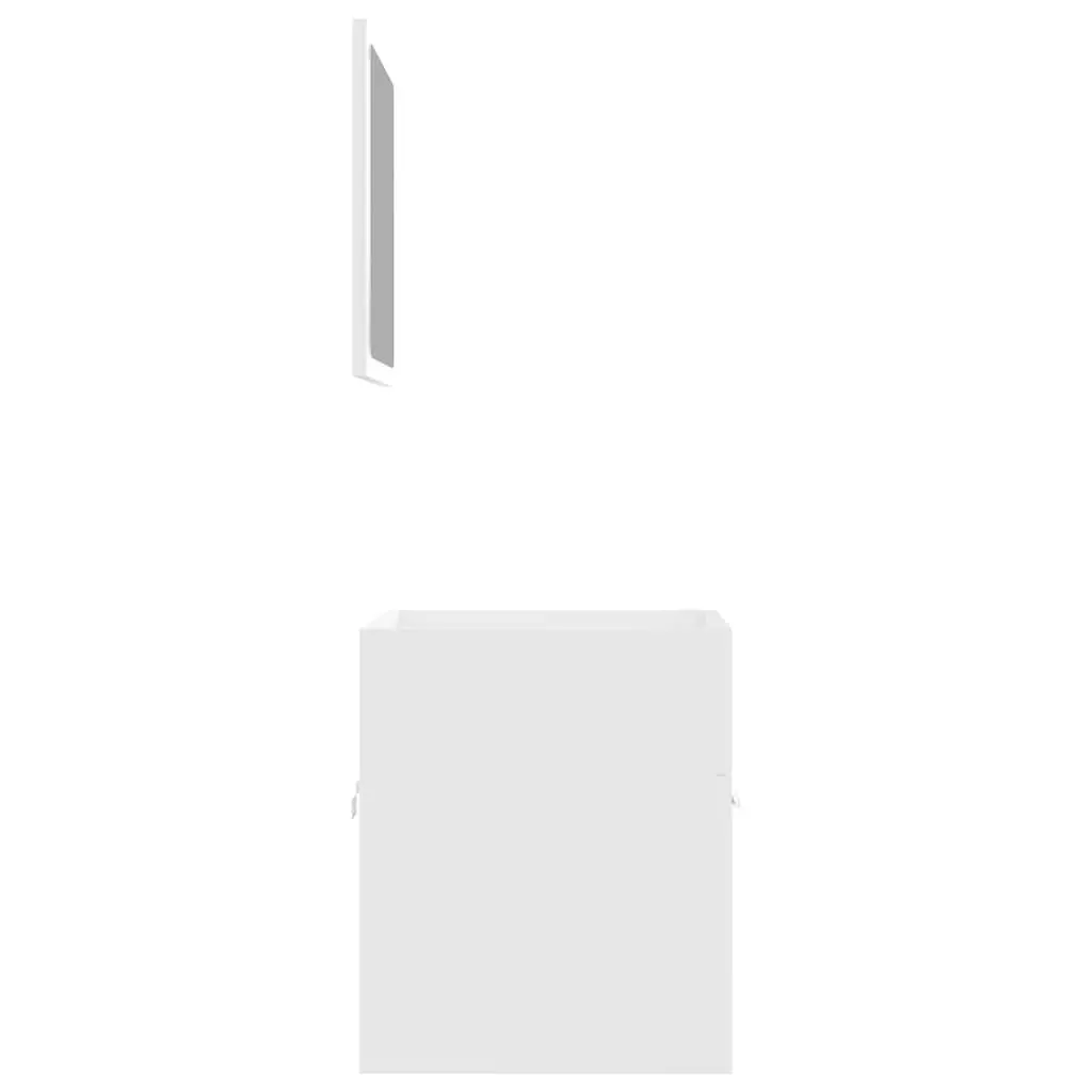 Bathroom Furniture Set 2 Piece White Engineered Wood Cabinet Mirror