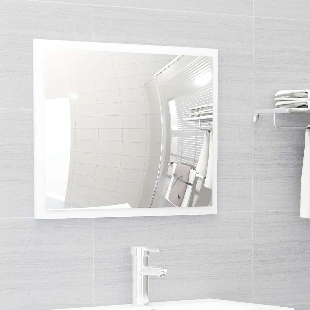 Bathroom Furniture Set 2 Piece White Engineered Wood Cabinet and Mirror