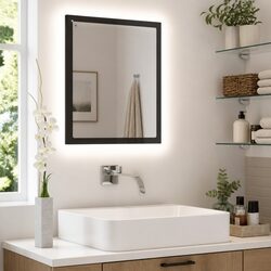 LED Bathroom Mirror Grey 40x8.5x37 cm Wall Mount Vanity with RGB Light