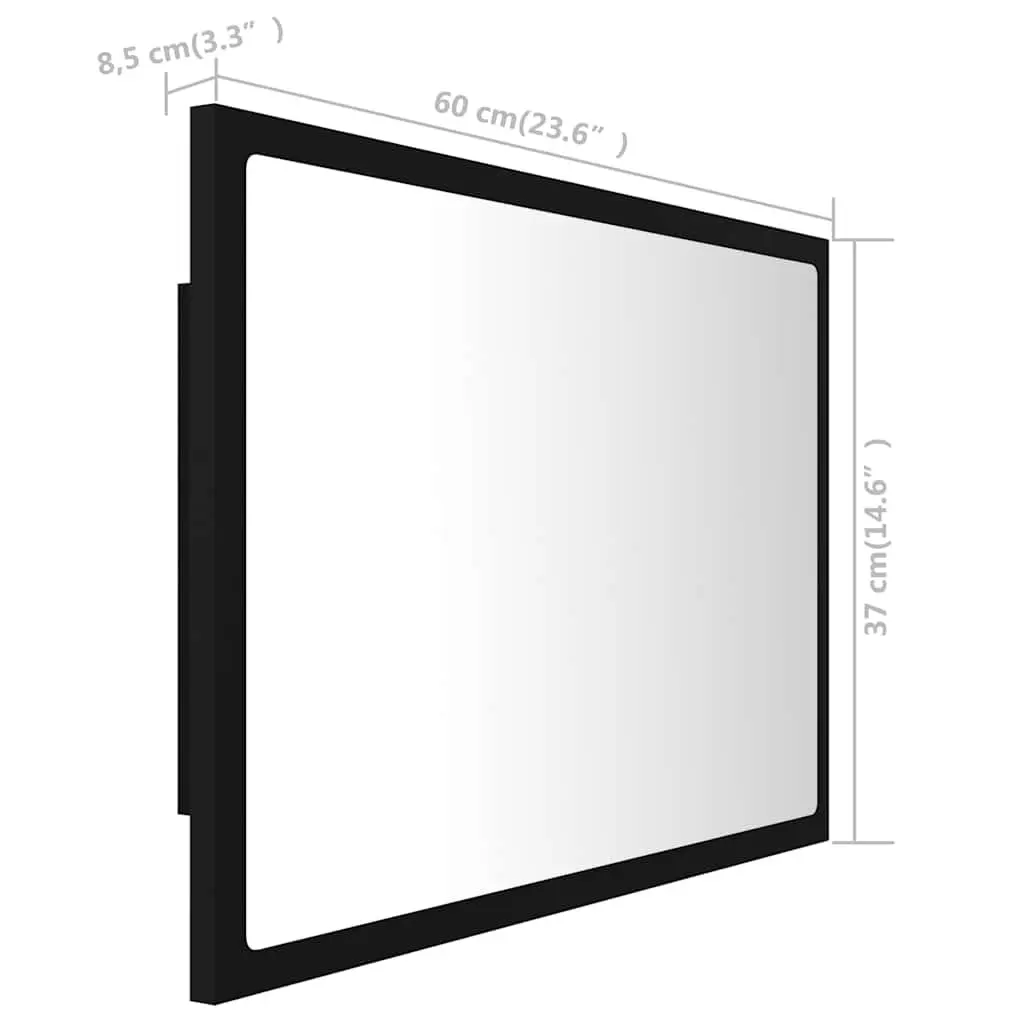 LED Bathroom Mirror RGB Light 60x8.5x37 cm Black Engineered Wood Acrylic Wall Mount