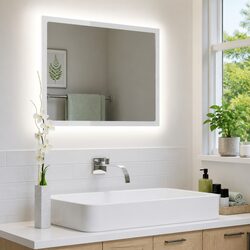 LED Bathroom Mirror White 60x8.5x37cm Wall Mount Vanity Unit RGB Light Acrylic